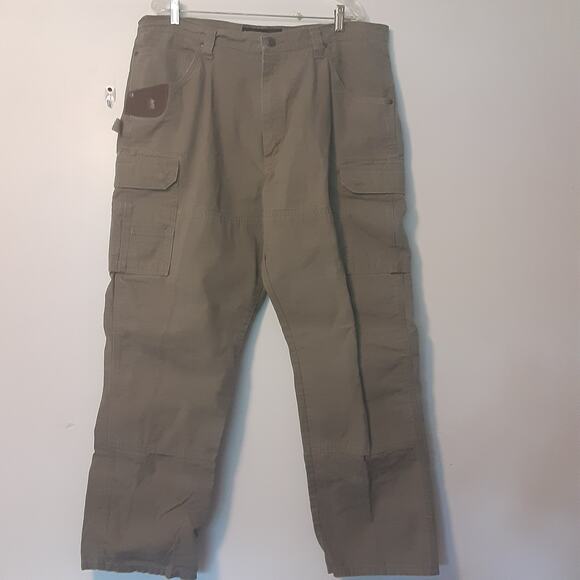 Wrangler RIGGS Workwear Mens 40x32 Canvas Double Front Knee Cargo Pants Brown - Picture 1 of 11